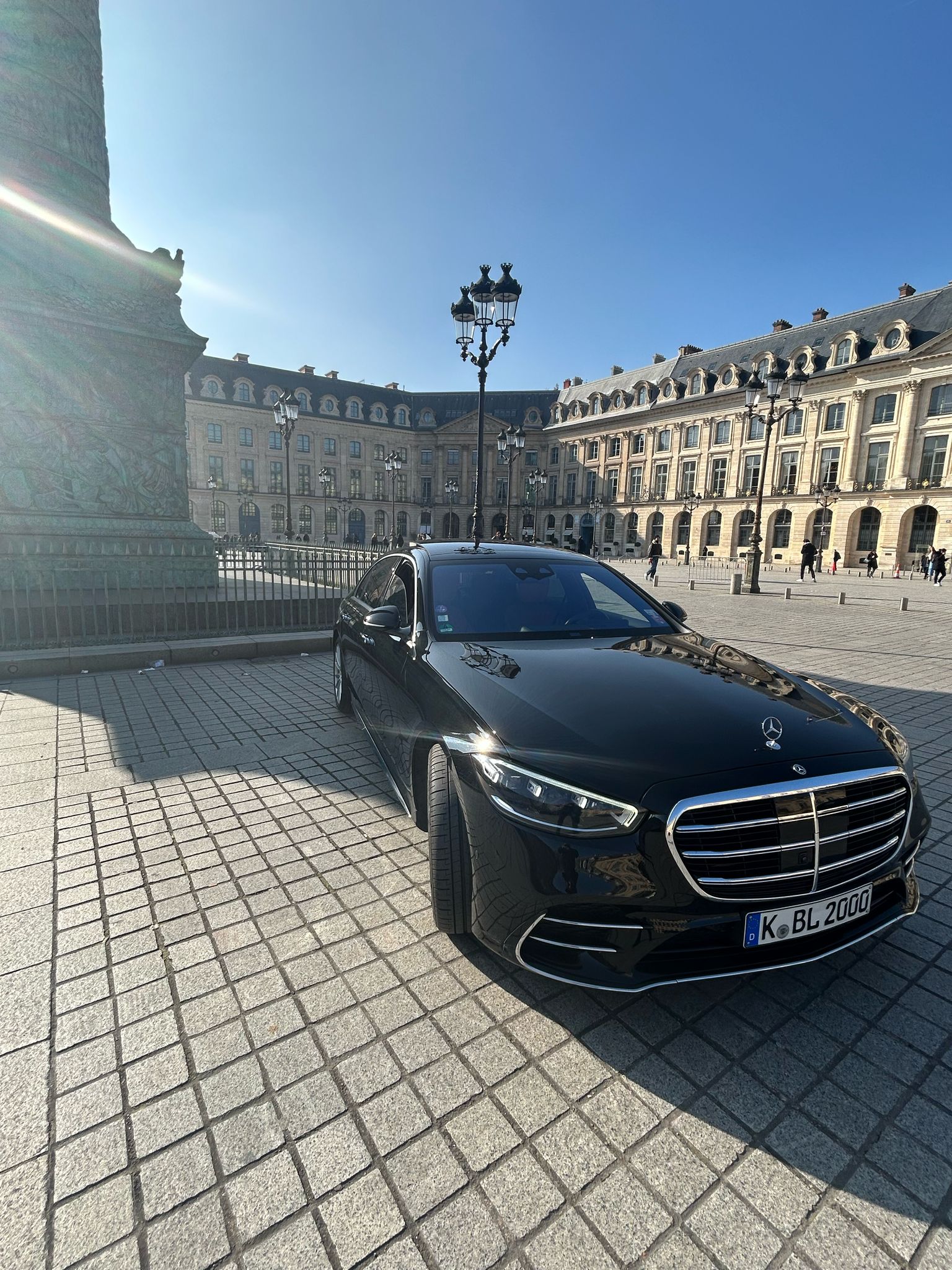 Mercedes Classe S place Vendôme — transport de luxe Paris
